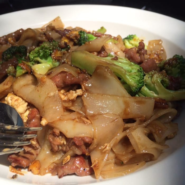 Rice Noodles and Broccoli.