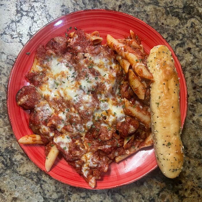 Ziti with Italian Sausage.