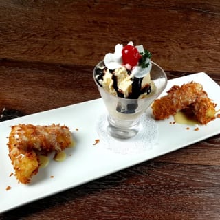 Thai Style Banana Tempura with Vanilla Ice Cream