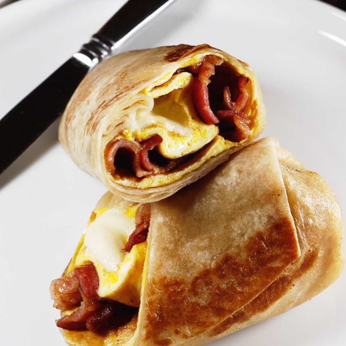 Grilled Bacon and Egg Burrito.
