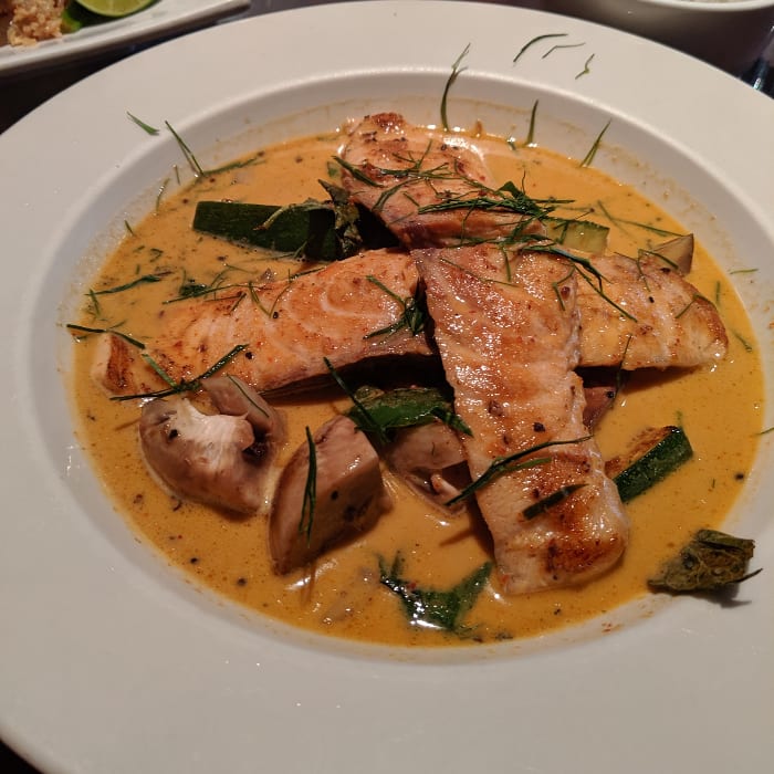 Grilled Salmon with Panang Curry.