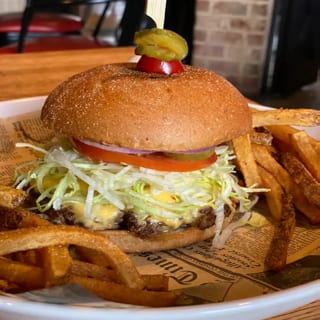 Flips Famous Big Cheesy Burger