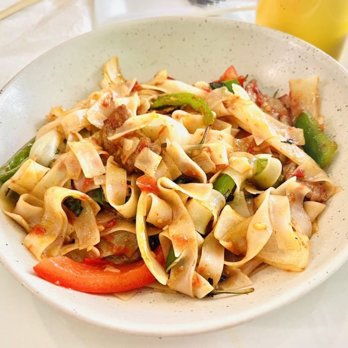 Pork Spicy Drunken Noodles.