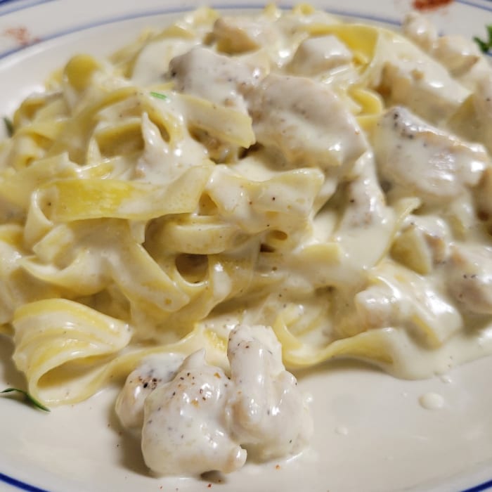 Kids Chicken Fettuccine Alfredo.