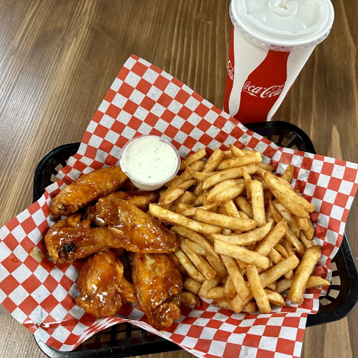 6 Wings Combo, Fries  &  Soda.