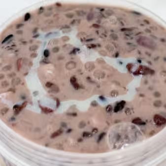 Purple Rice Sago with Coconut Milk.