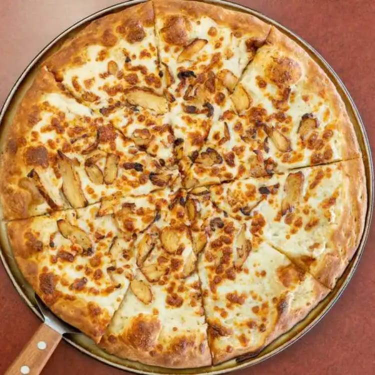 Chicken Alfredo Pizza.