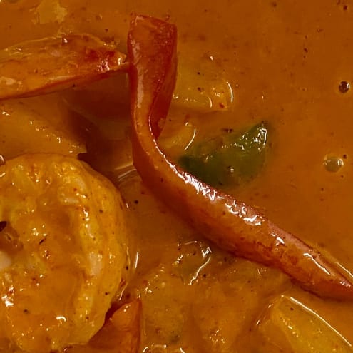 Red curry with Shrimp and Pineapple.