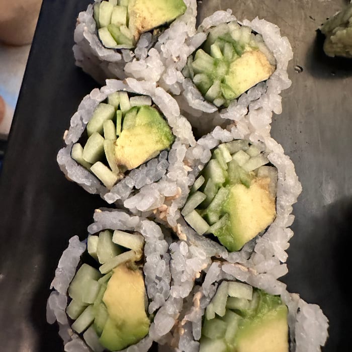 Avocado and Cucumber Roll.