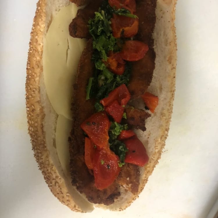 Chicken Cutlet Italian Sandwich.