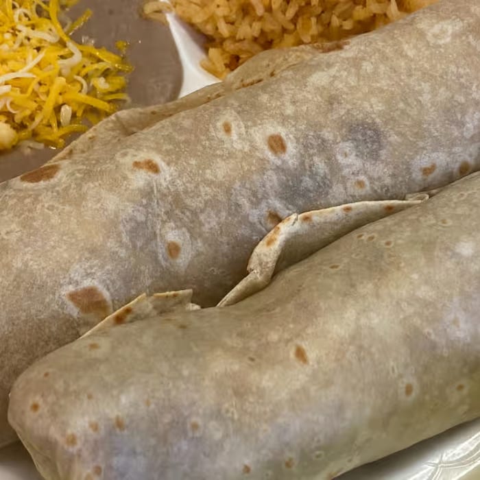 Two Beef or Chicken Burritos.