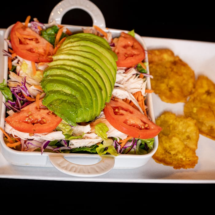 Salad Tossed pulled chicken.