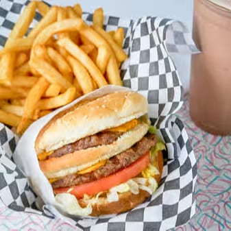 Big Beeper 1/2 Pound Double Cheese Burger.