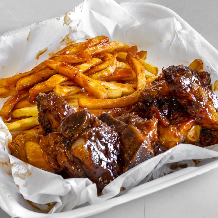 Large Hickory Smoked BBQ Rib Tips.