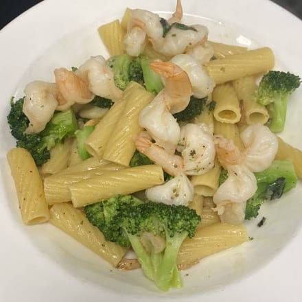 Rigatoni with Shrimp and Broccoli.
